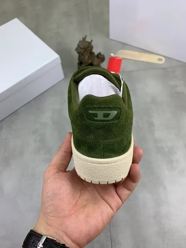 Diesel Olive Green Suede Perforated Toe Lifestyle Sneakers 3