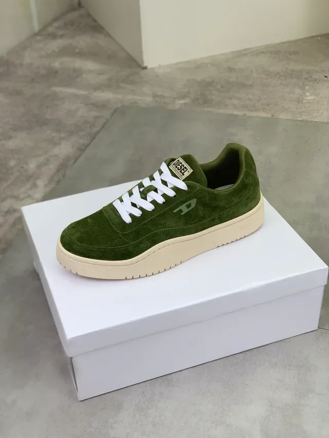 Diesel Olive Green Suede Perforated Toe Lifestyle Sneakers 4