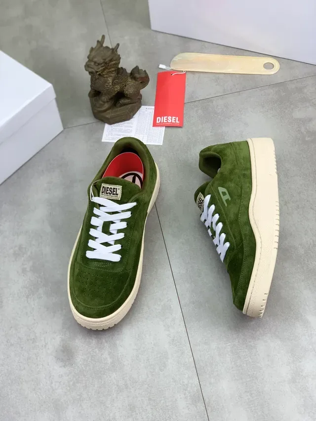Diesel Olive Green Suede Perforated Toe Lifestyle Sneakers 5