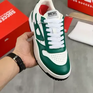 Diesel White Green Chunky Sole Perforated Toe Lifestyle Sneakers