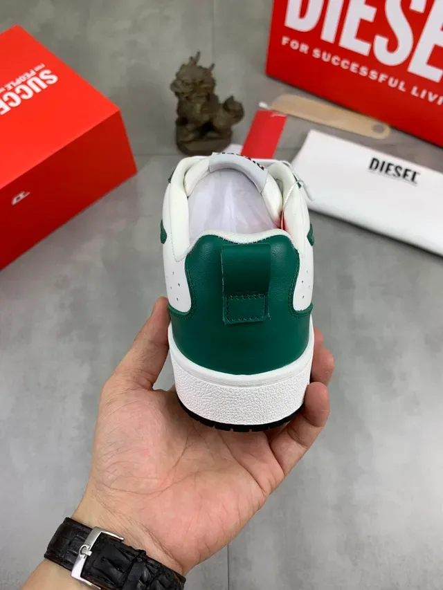 Diesel White Green Chunky Sole Perforated Toe Lifestyle Sneakers 3