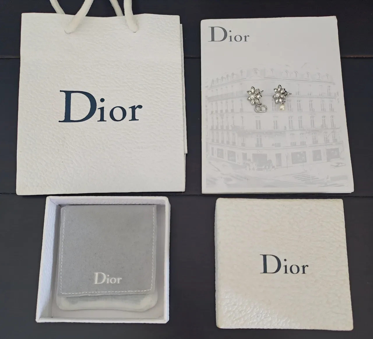 Dior Asymmetrical Floral Pearl and CD Charm Earrings 3