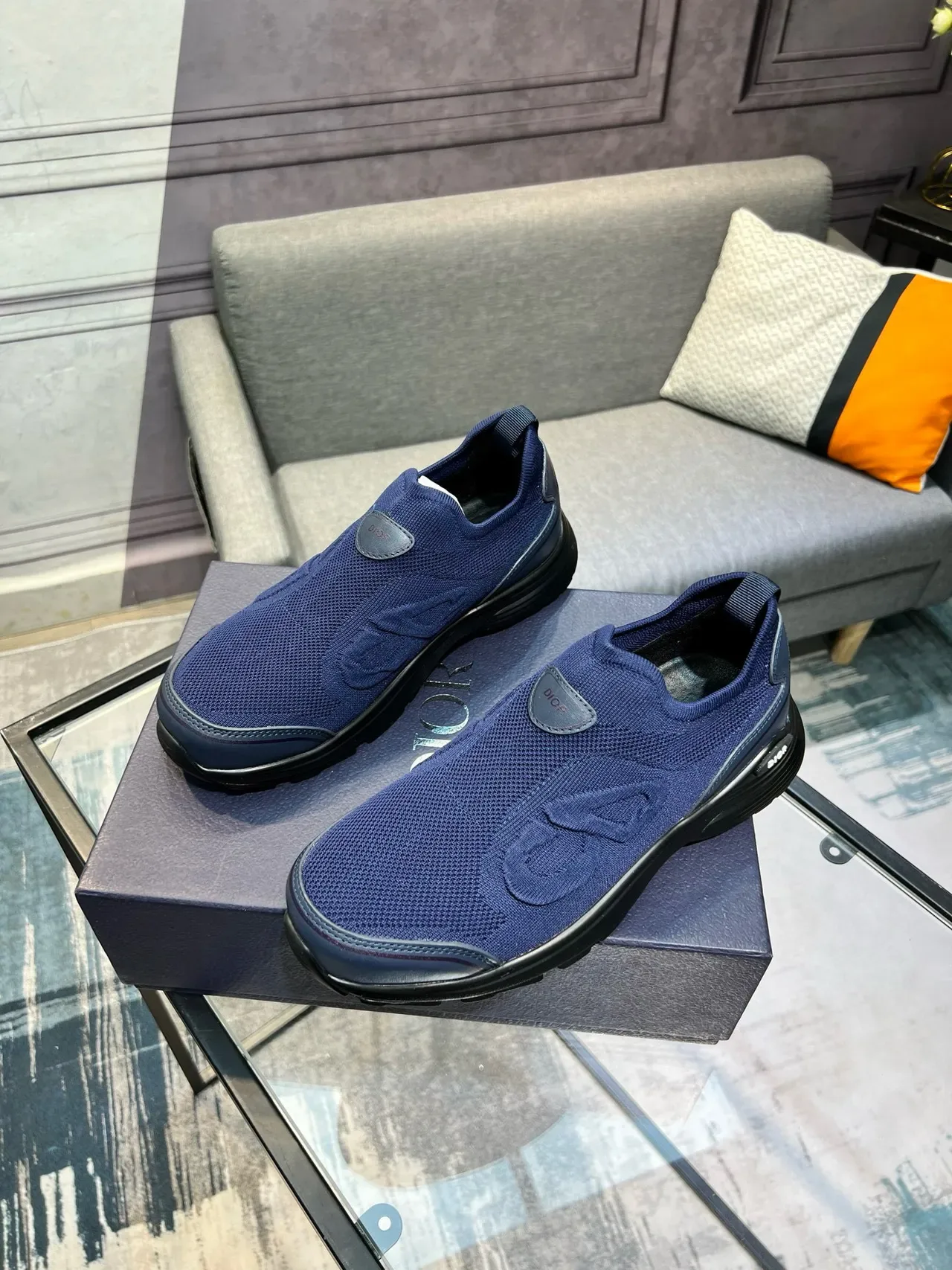 Dior B-Series नेवी निट स्लिप-ऑन लाइफस्टाइल स्नीकर 9