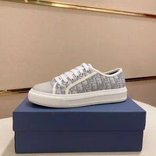 Dior B23 Beige Blue Monogrammed Canvas Platform Sole Lifestyle Sneakers