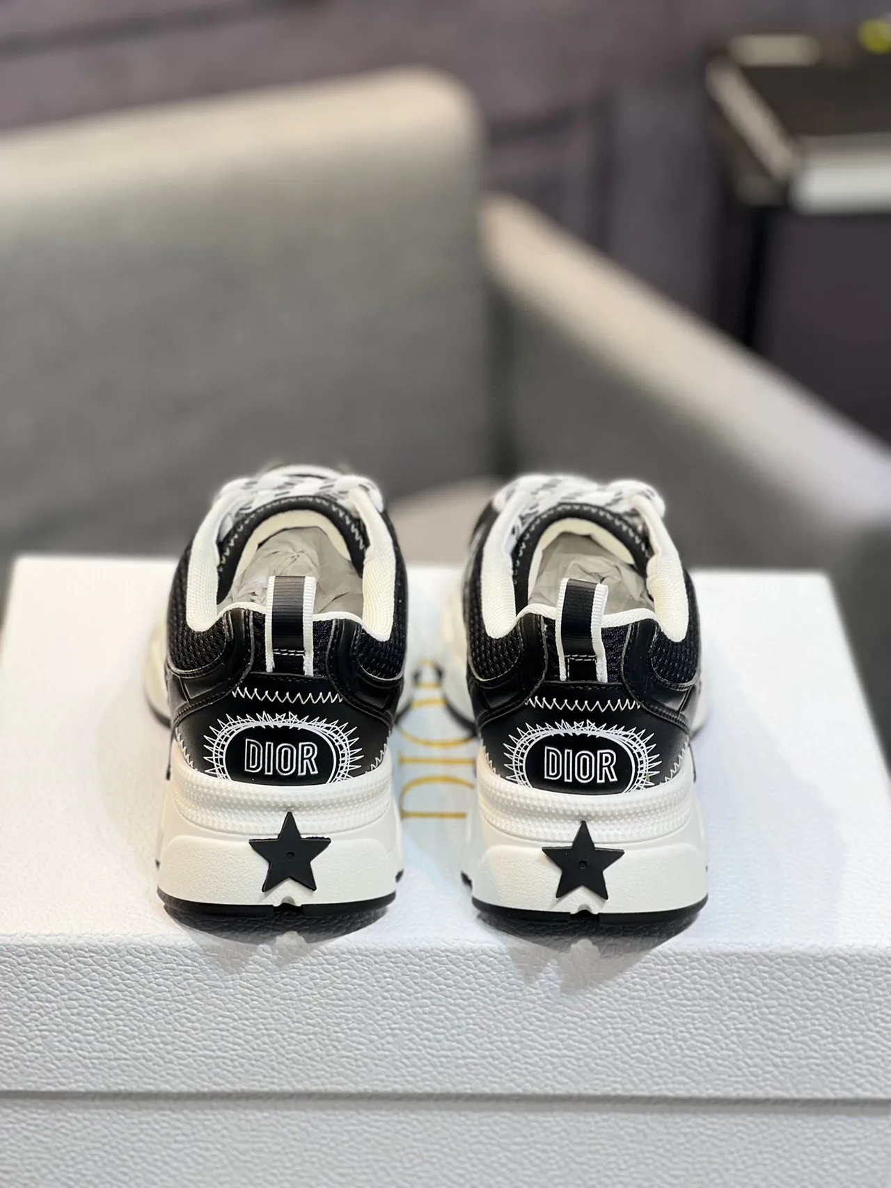 Dior B23 Black and White Graphic Chunky Sneakers 7