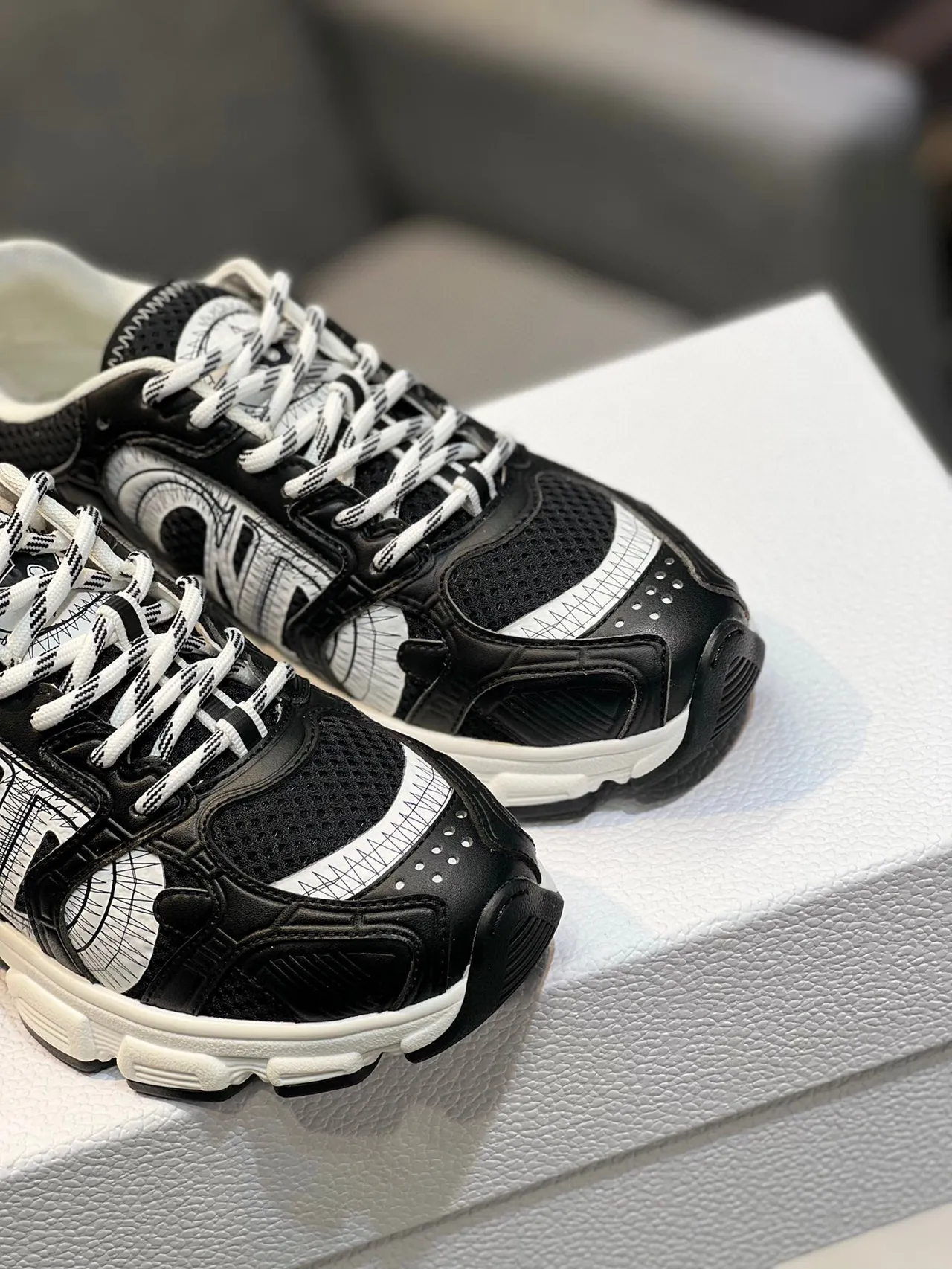 Dior B23 Black and White Graphic Chunky Sneakers 8