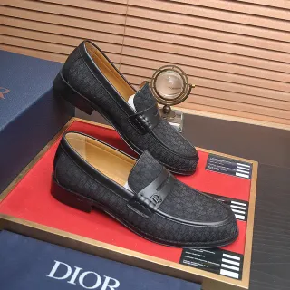 Dior B23 Black Brown Monogrammed Textile Upper Tan Leather Lining Loafer