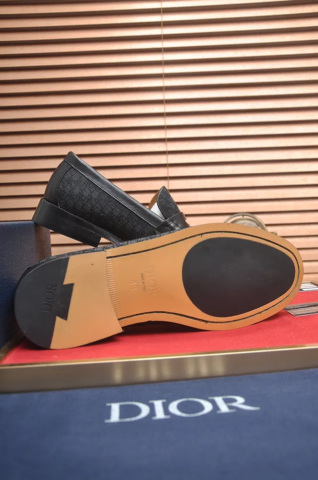 Dior B23 Black Brown Monogrammed Textile Upper Tan Leather Lining Loafer 3