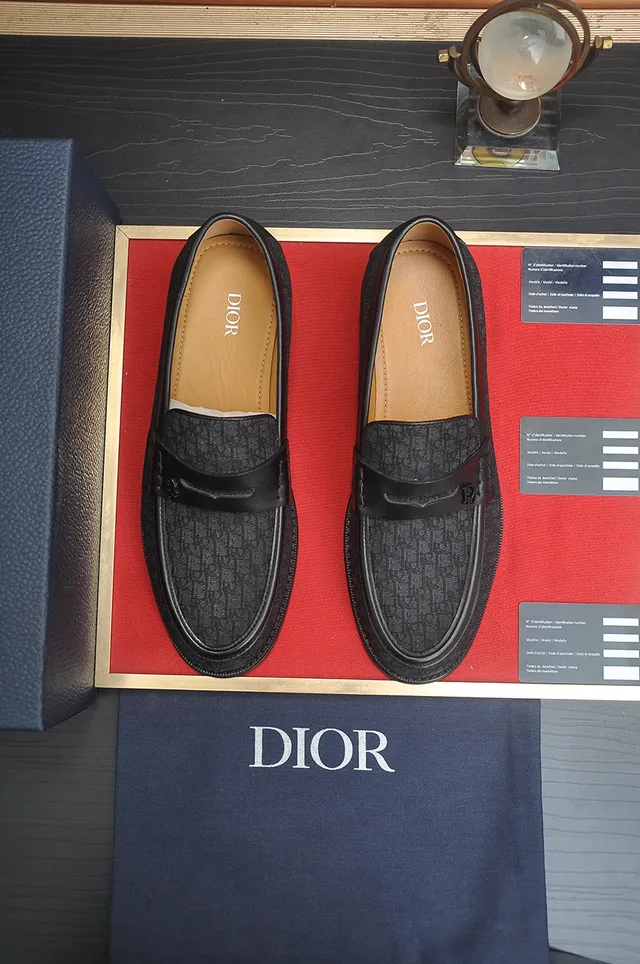 Dior B23 Black Brown Monogrammed Textile Upper Tan Leather Lining Loafer 5
