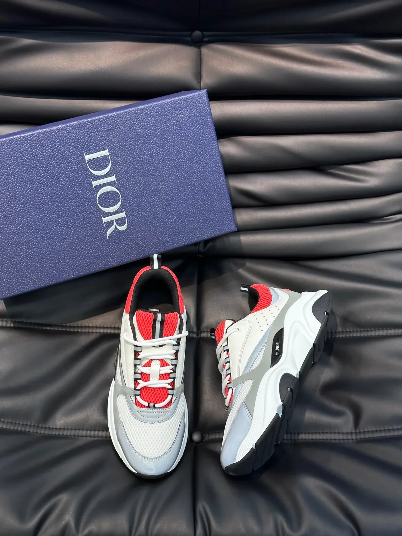 Dior B23 Chunky Sneaker White Gray Red Black Chunky Sneakers 4