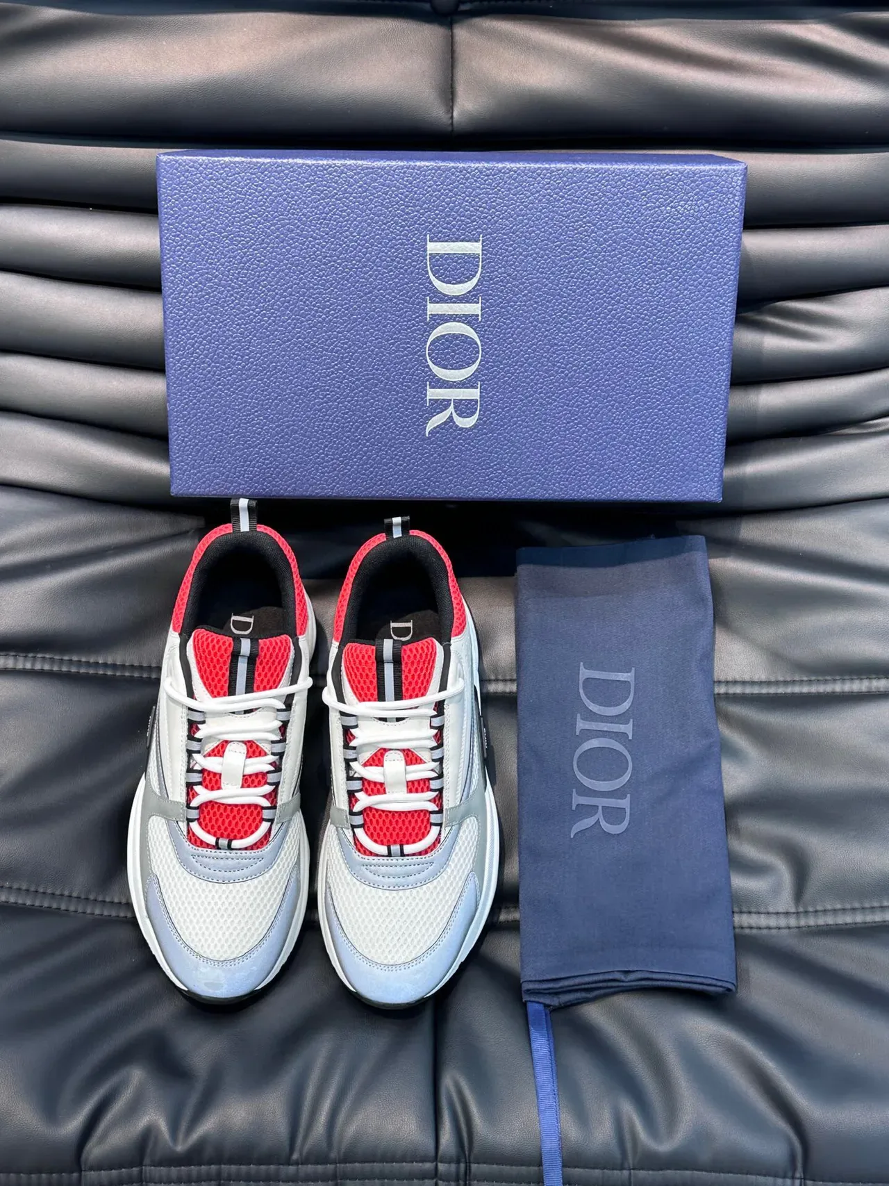 Dior B23 Chunky Sneaker White Gray Red Black Chunky Sneakers 5