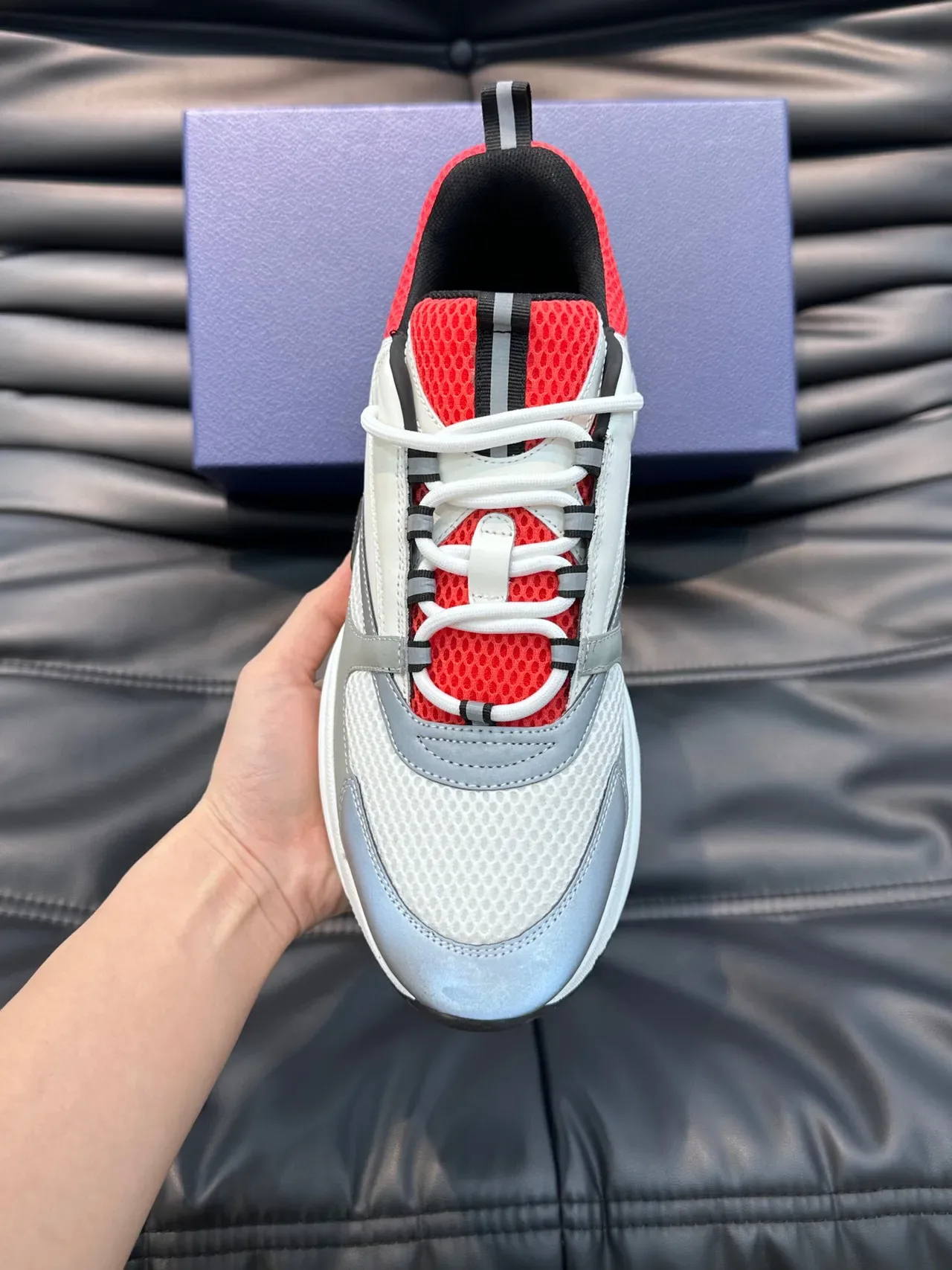 Dior B23 Chunky Sneaker White Gray Red Black Chunky Sneakers 6