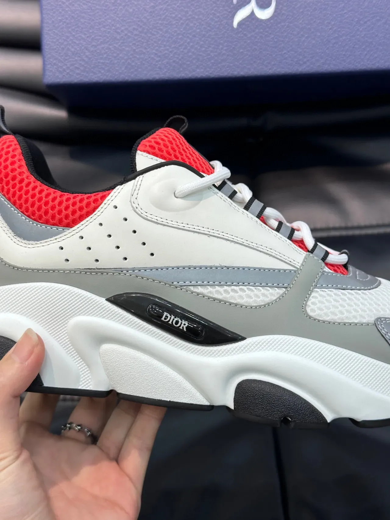 Dior B23 Chunky Sneaker White Gray Red Black Chunky Sneakers 9