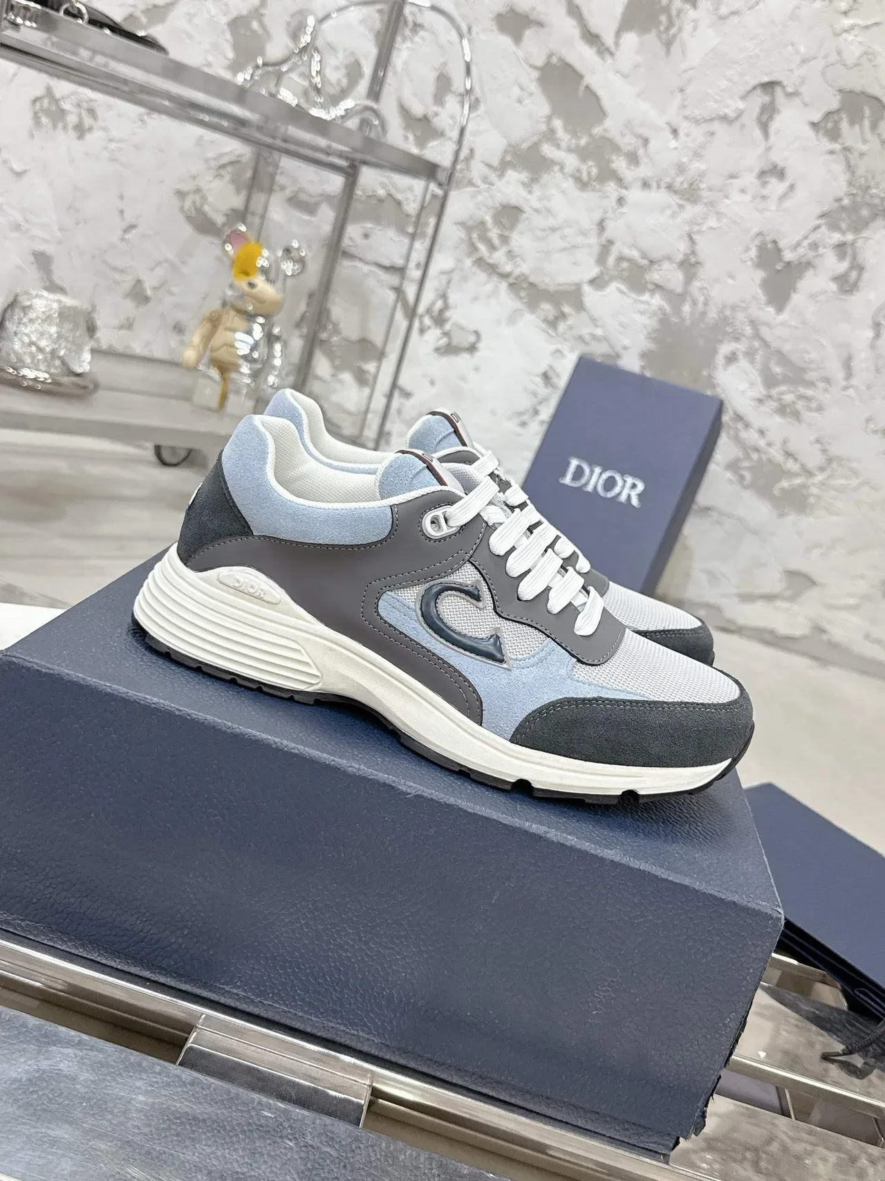 Dior B23 Gray and Light Blue Lifestyle Sneakers 2