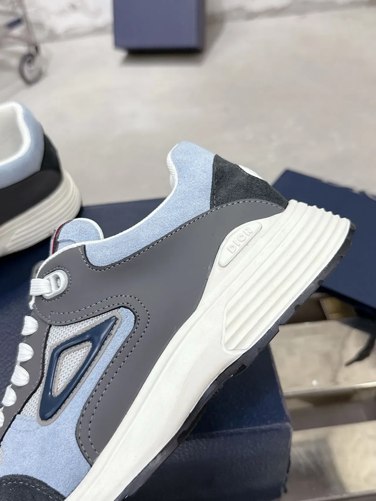 Dior B23 Gray and Light Blue Lifestyle Sneakers 6