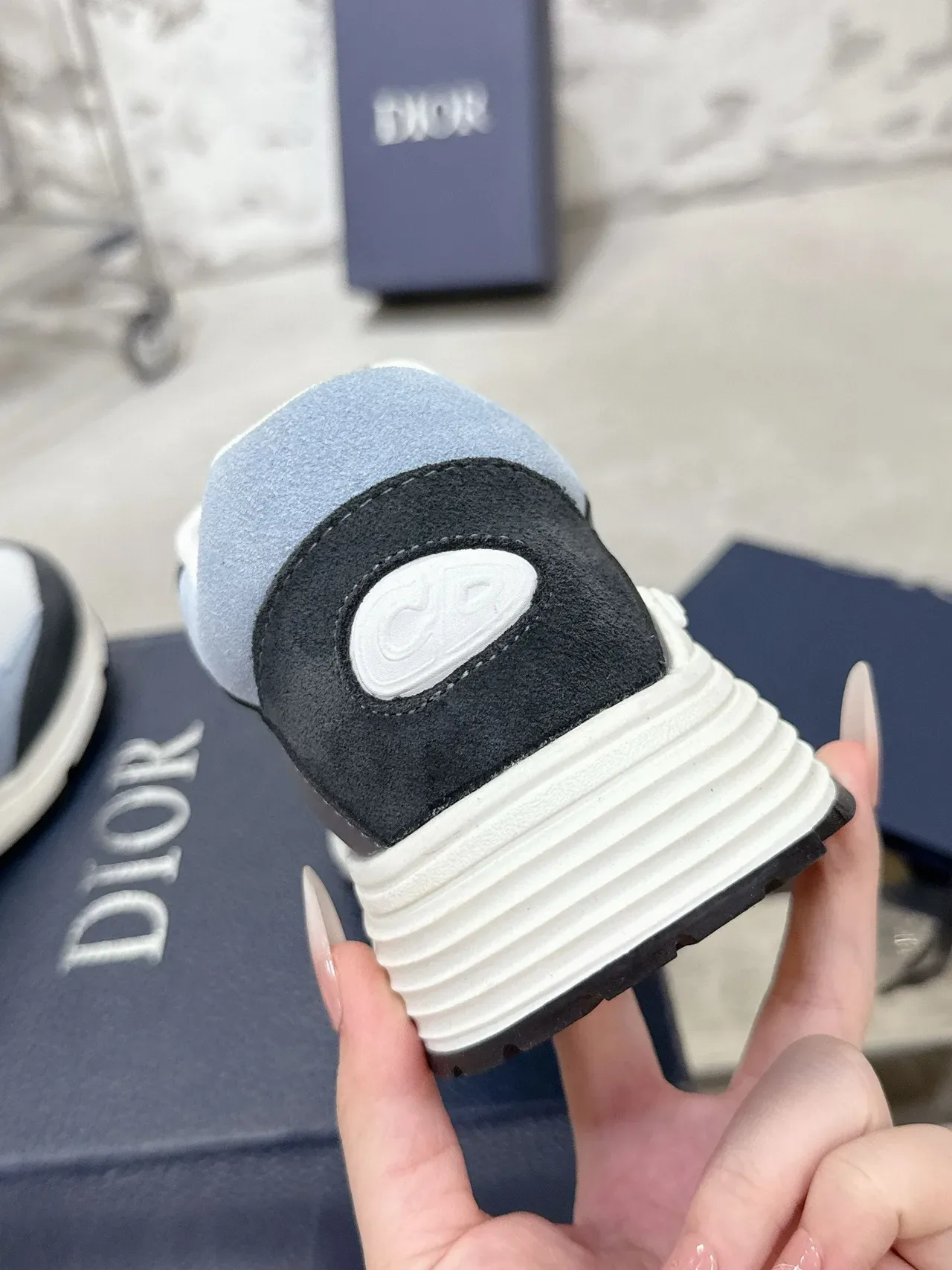 Dior B23 Gray and Light Blue Lifestyle Sneakers 8