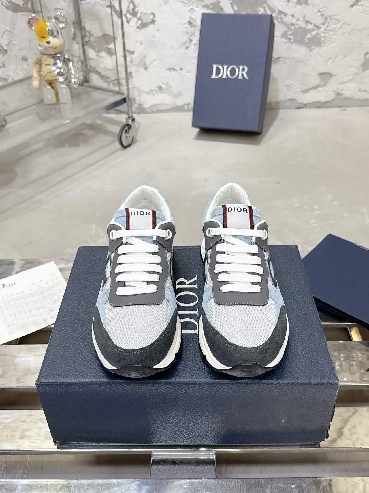 Dior B23 Gray and Light Blue Lifestyle Sneakers 9