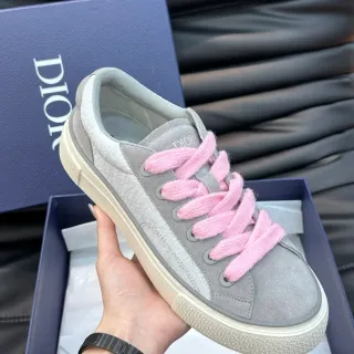 Dior B23 Gray Pink Low-Top Platform Sole Lifestyle Sneakers
