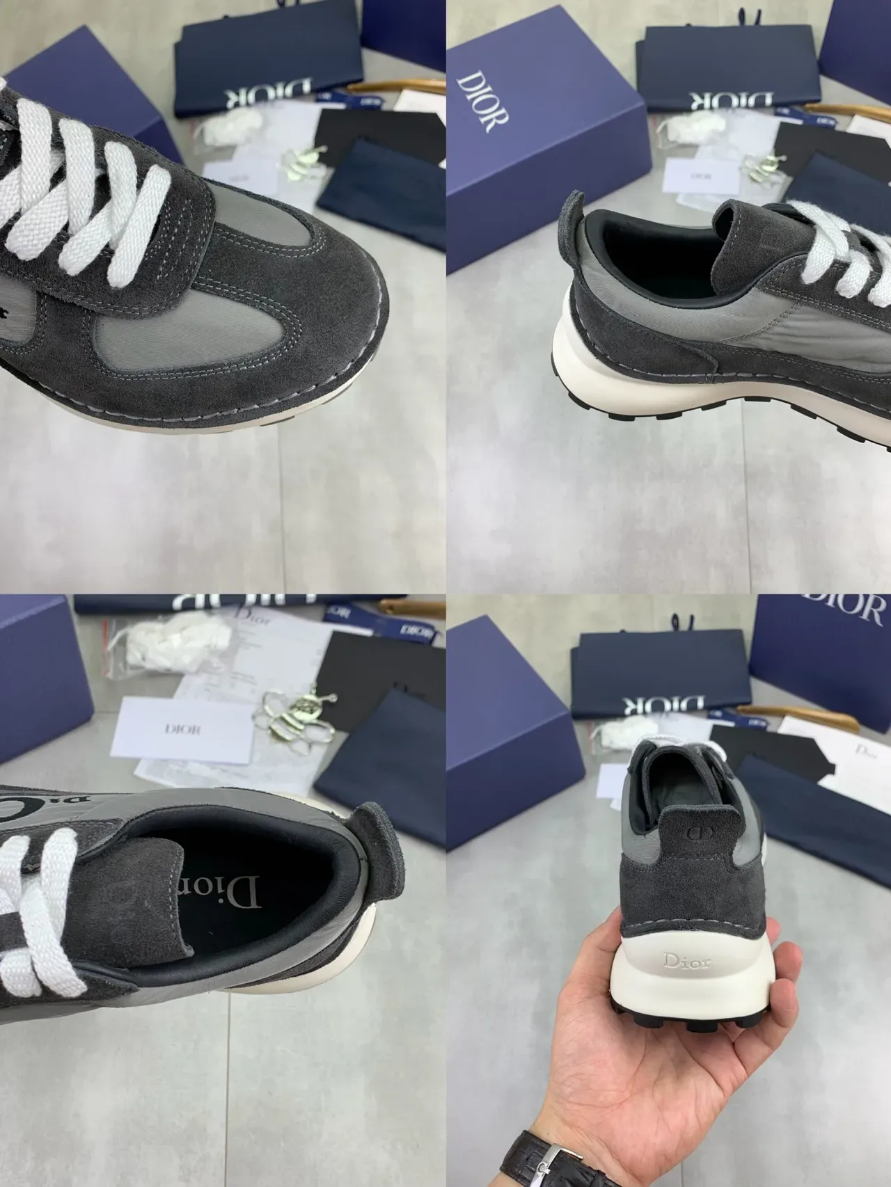 Dior B23 Gray Suede and Mesh Lifestyle Sneakers 2