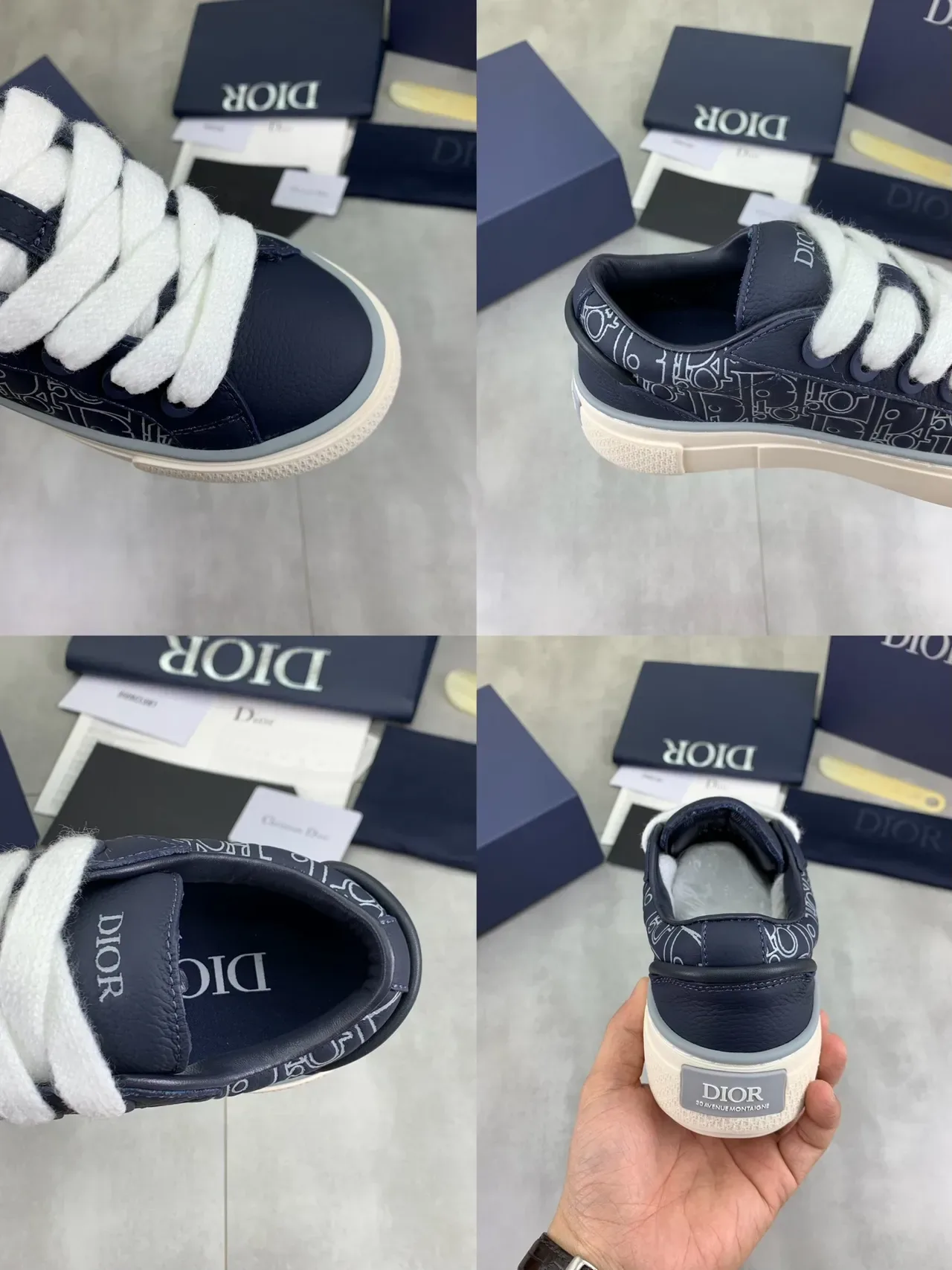 Dior B23 Monogram Navy et Blanc Lifestyle Sneakers 2