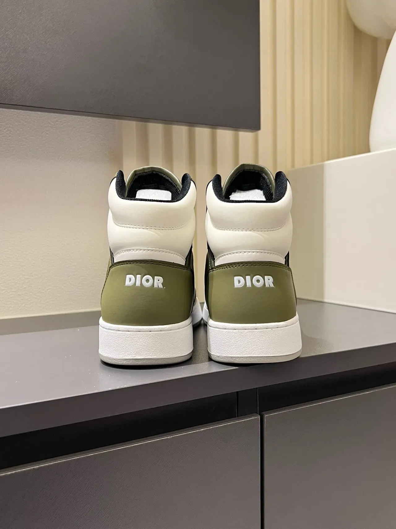 Dior B23 Olive Green and White Monogram High-Top Lifestyle Sneakers 9
