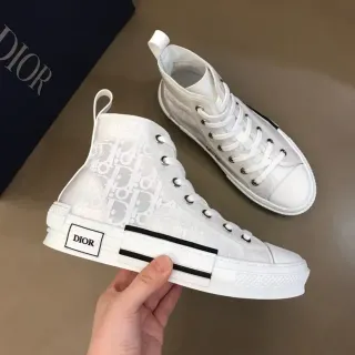 Dior B23 White Monogram High-Top Lifestyle Sneakers