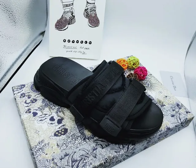 Dior B27 Black Double-Strap Platform Casual Sandals 2