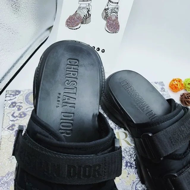Dior B27 Black Double-Strap Platform Casual Sandals 4