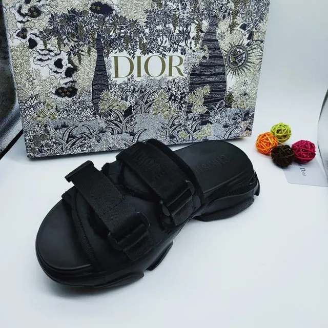 Dior B27 Black Double-Strap Platform Casual Sandals 5
