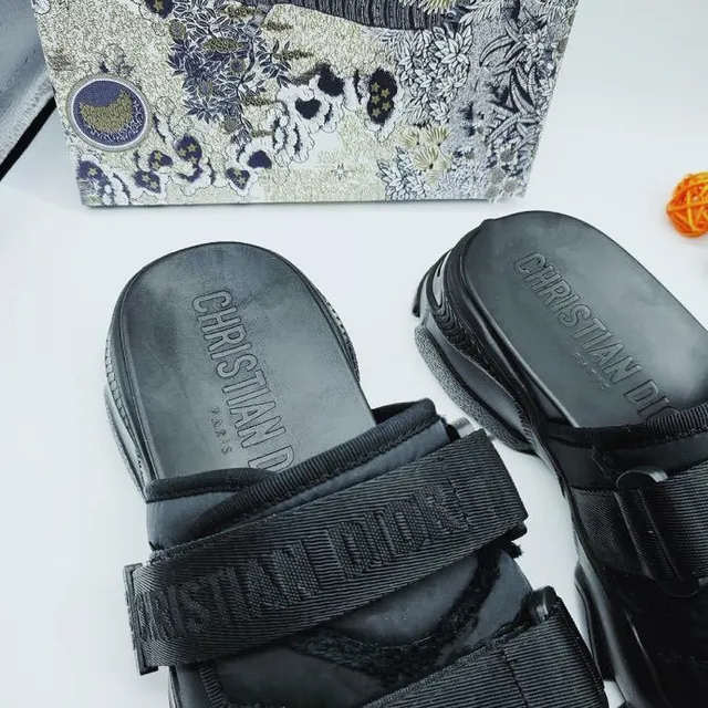 Dior B27 Black Double-Strap Platform Casual Sandals 6