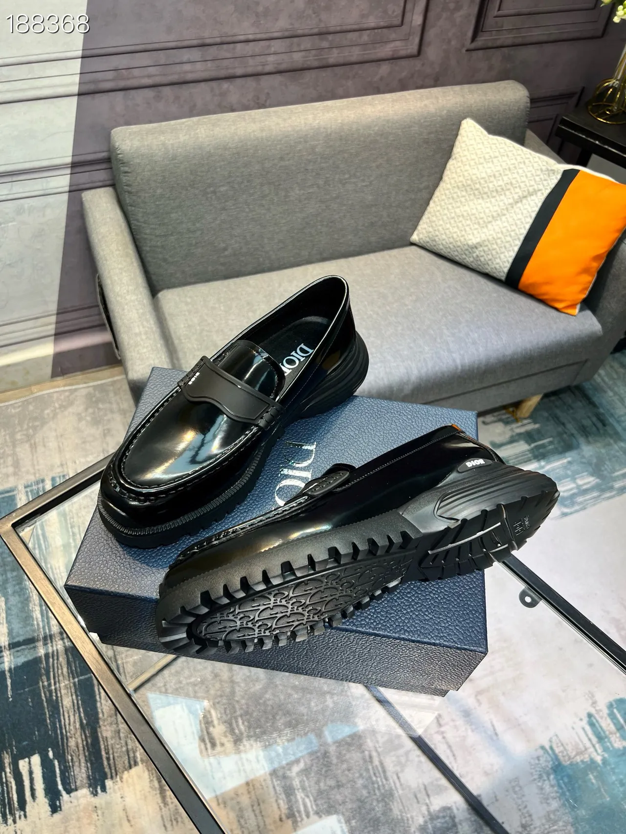 Dior B27 Mocassin Cuir Patenté Noir Semelle à Crampons Épaisses 8