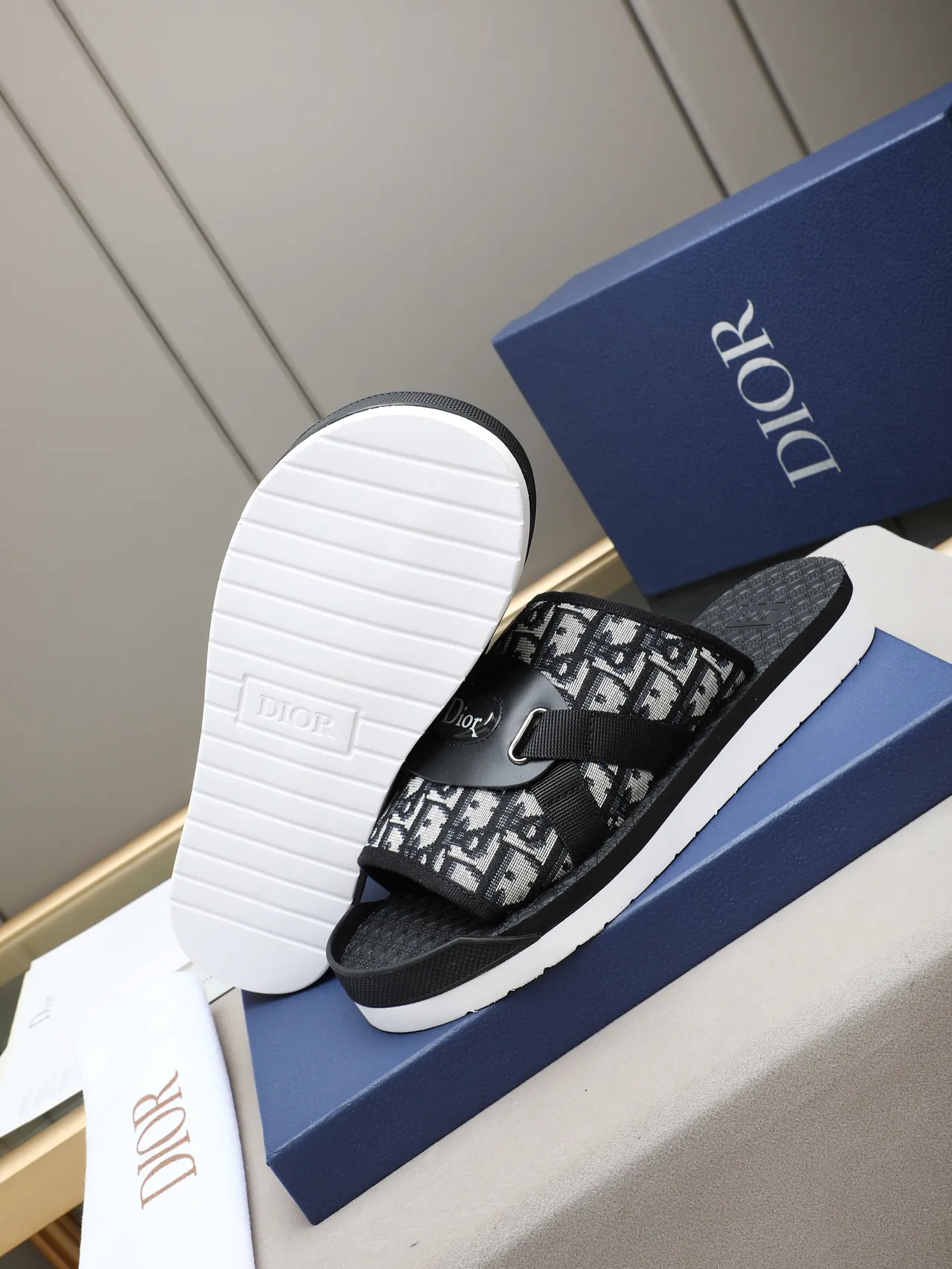 Dior B27 Oblique Jacquard Double-Strap Platform Slippers 6