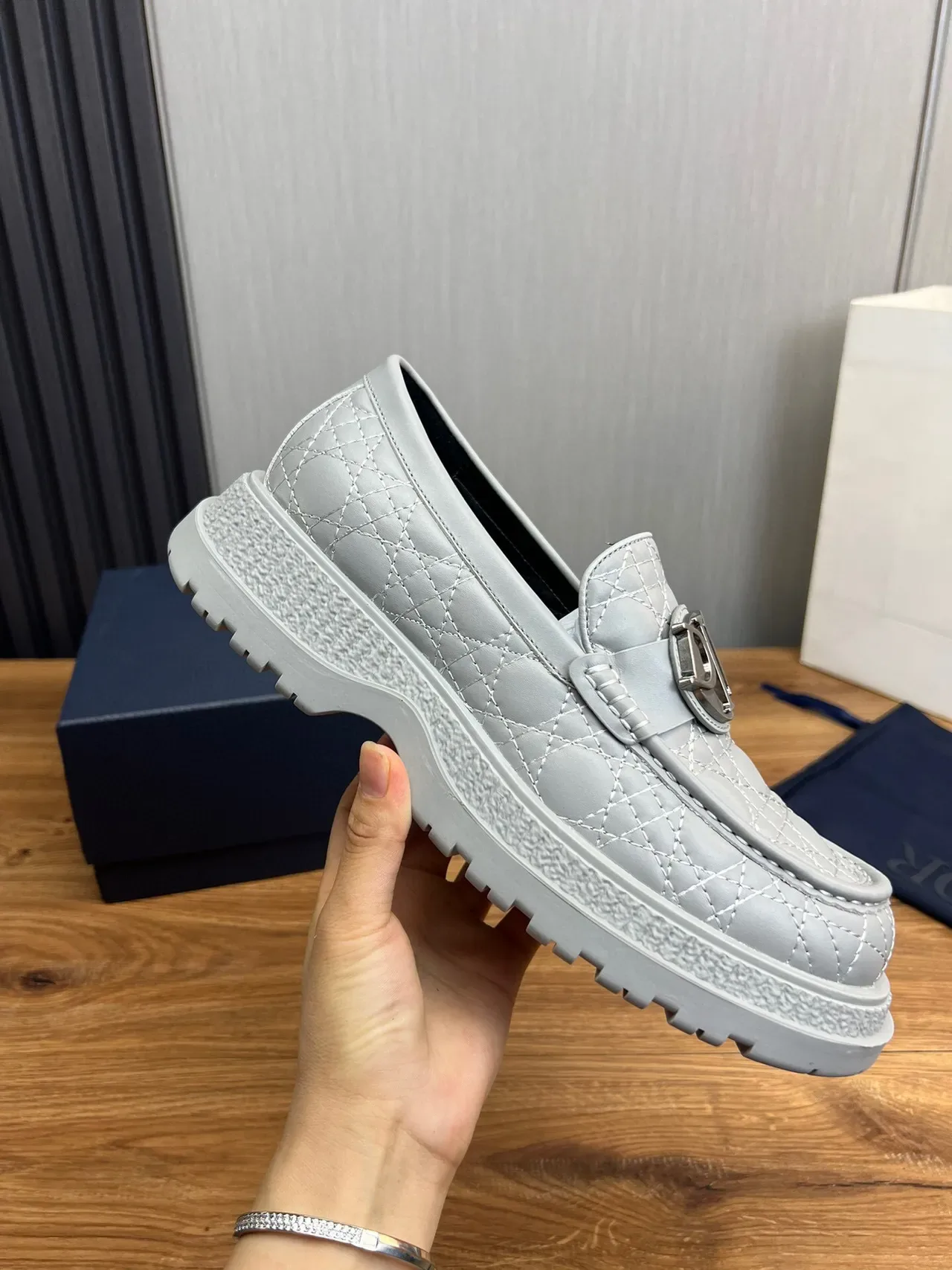 Dior B27 Quilted Gray Loafer 7
