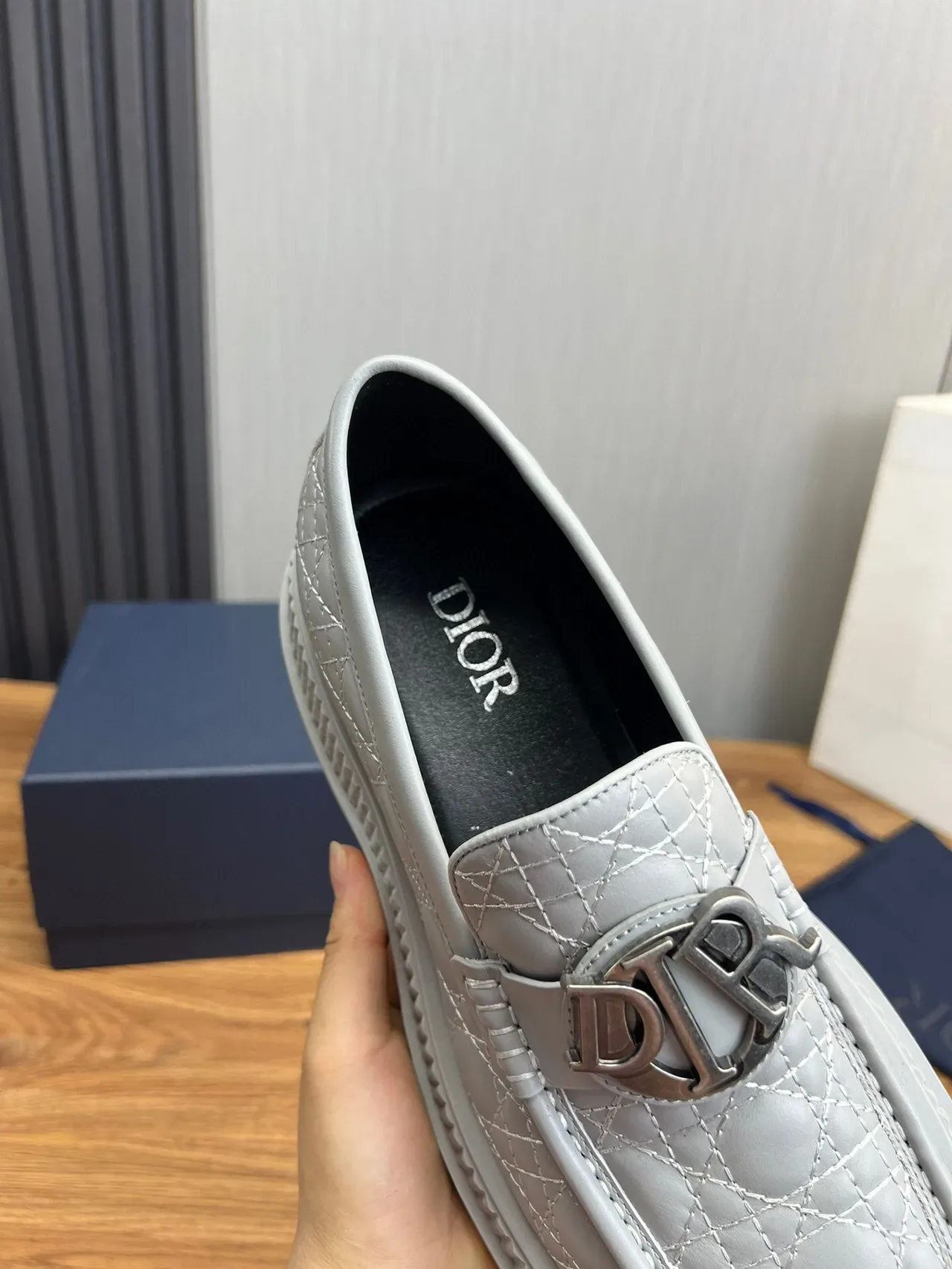 Dior B27 Quilted Gray Loafer 8