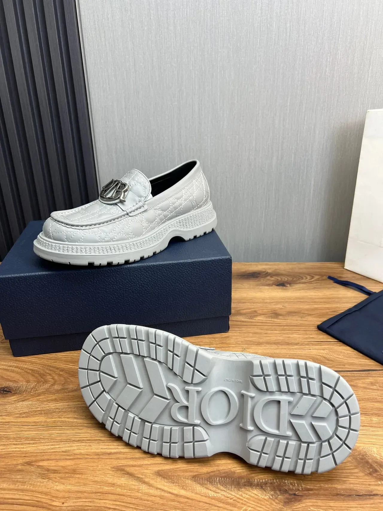 Dior B27 Quilted Gray Loafer 9