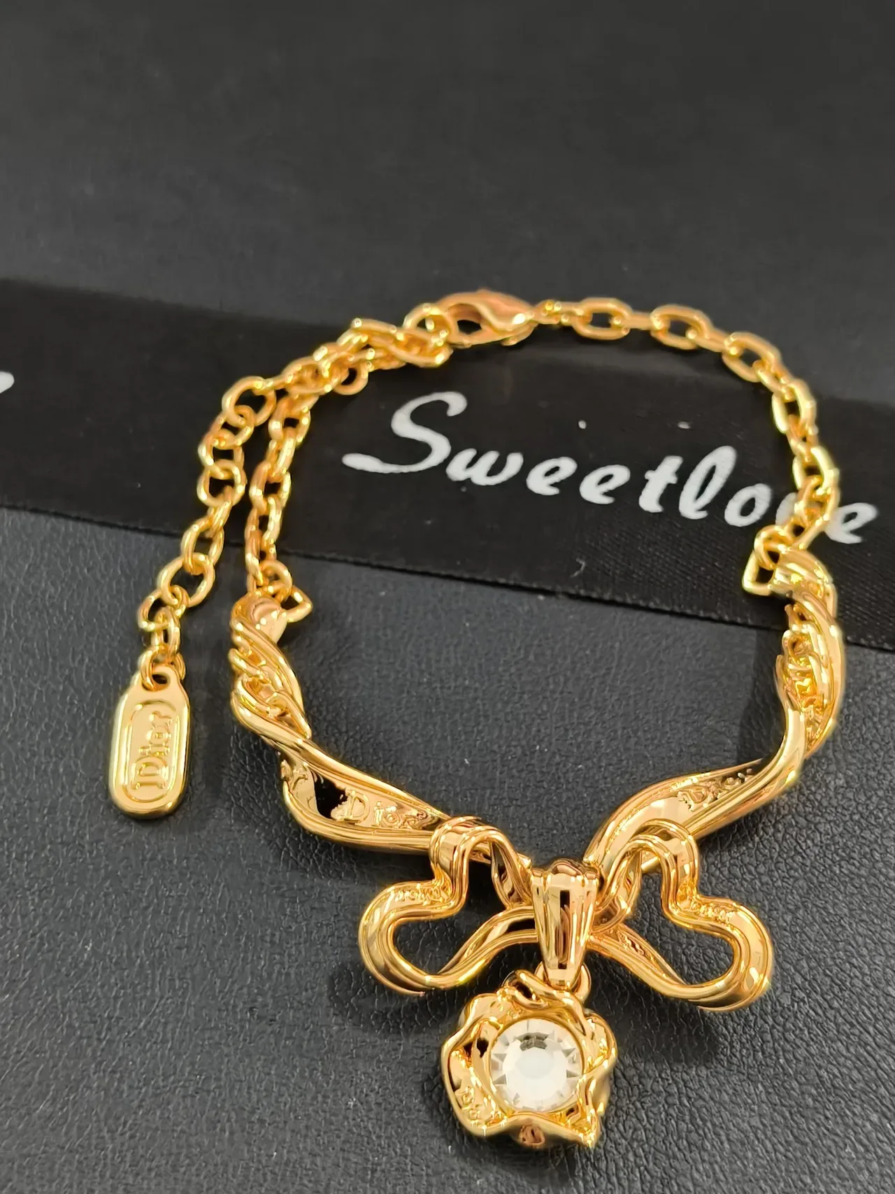 Dior Beige Gold Pearl Strand Hardware Bracelet 4
