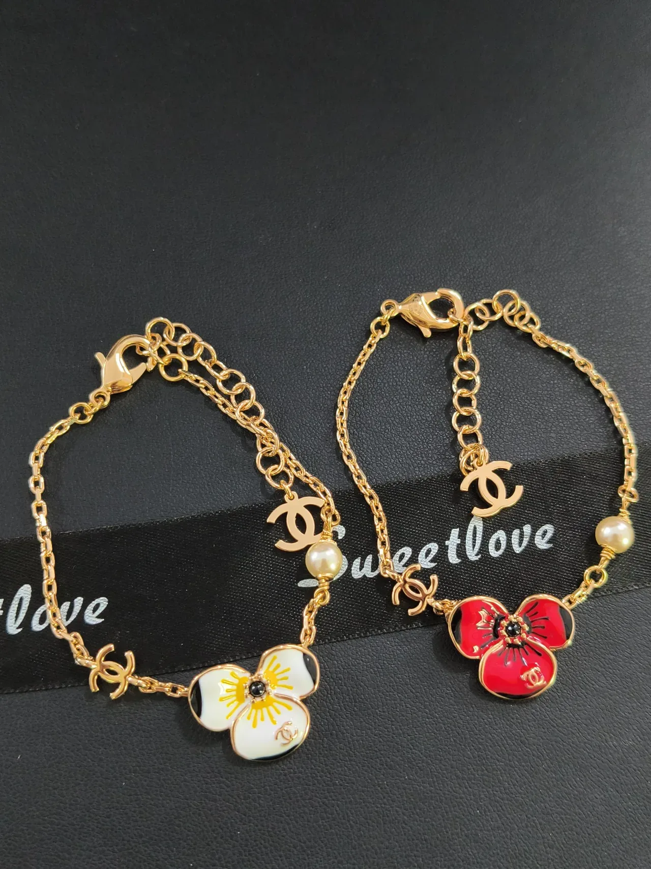 Dior Beige Gold Pearl Strand Hardware Bracelet 6