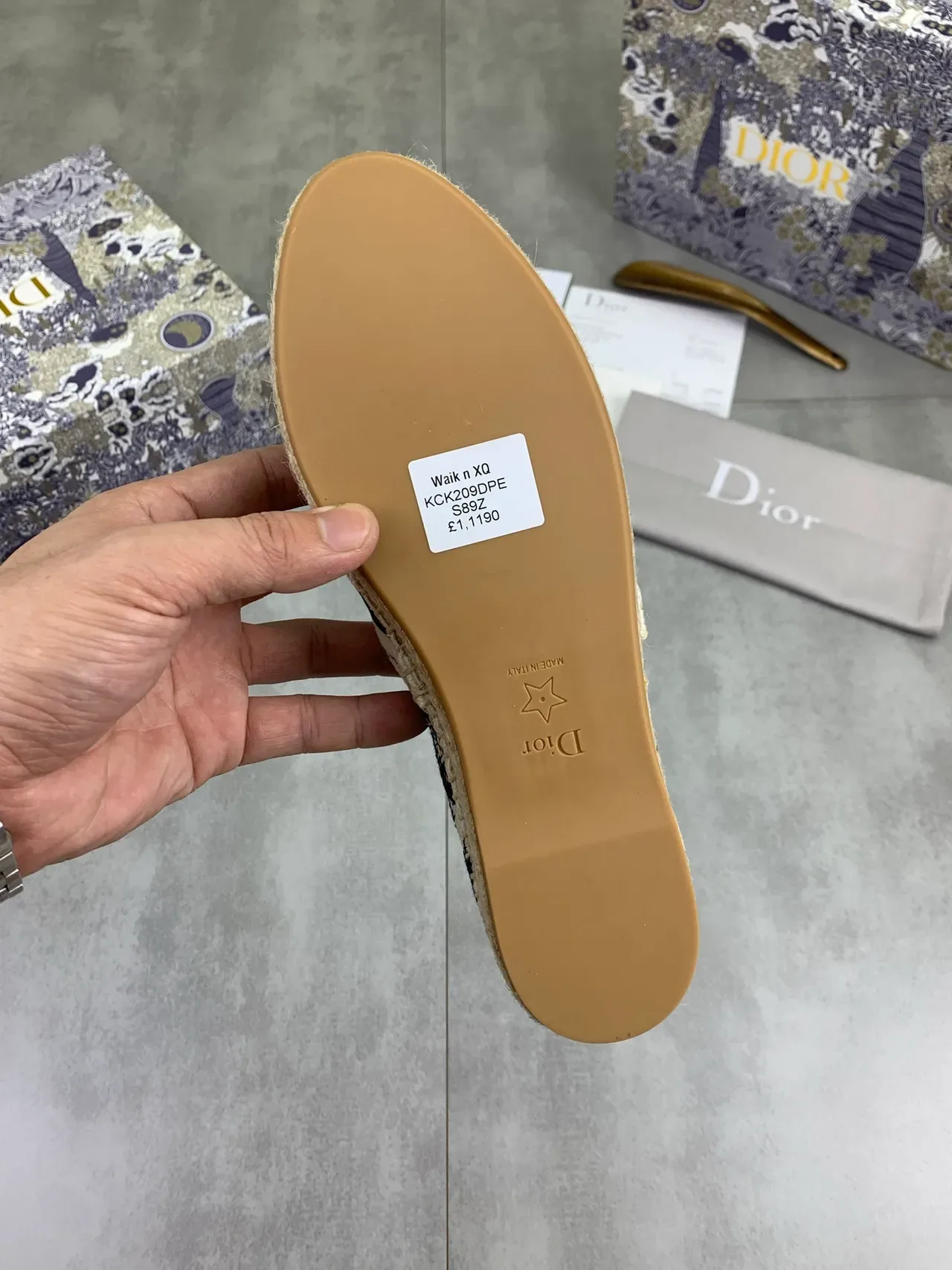 Dior Beige Navy Woven Jute Sole Canvas Upper Boat Shoes 3