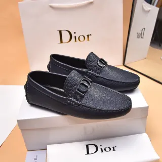 Dior Black Embossed Monogram Leather Metal CD Buckle Loafer