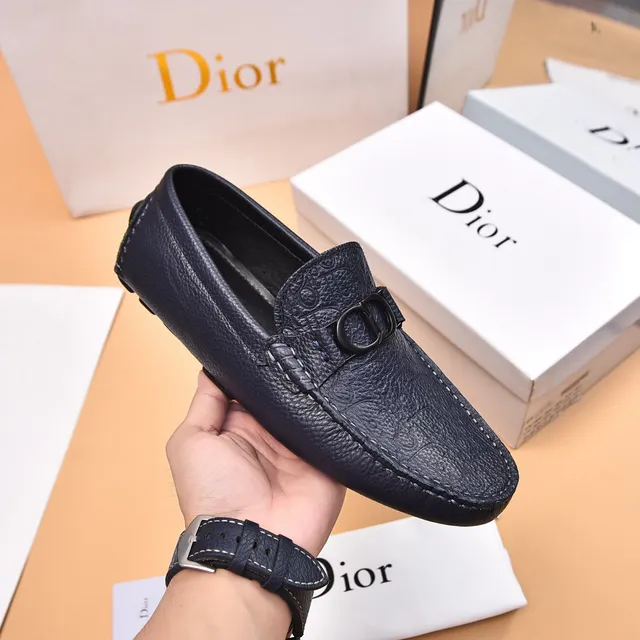 Dior Black Embossed Monogram Leather Metal CD Buckle Loafer 5