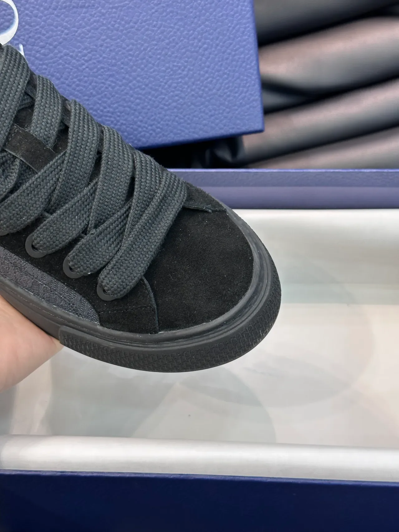 Dior Tênis Lifestyle Preto e Cinza Low-Top de Suede e Jacquard 4
