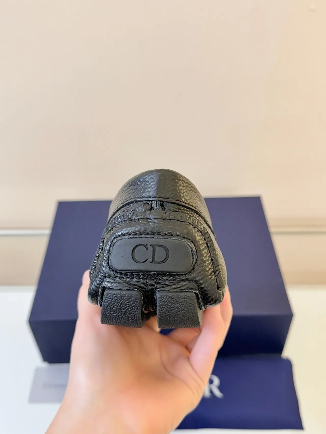 Dior Black Pebbled Leather Embossed Monogram Loafer 4