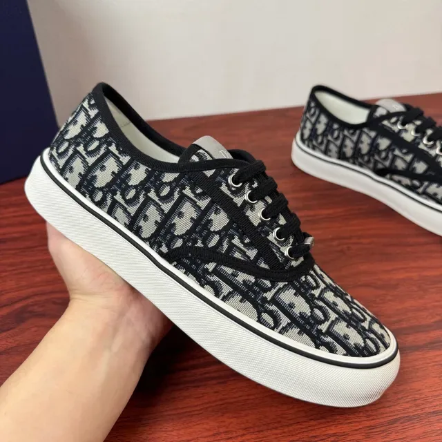 Dior Black White Monogram Canvas Low-Top Lifestyle Sneakers 4