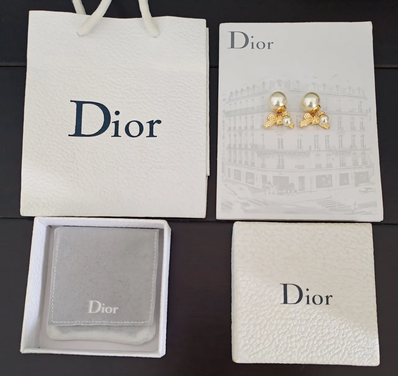 Dior Bow Motif Pearl and Crystal Earrings 3