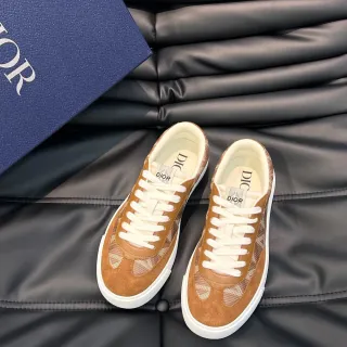 Dior Brown Beige Low-Top Suede And Printed Textile Lifestyle Sneakers