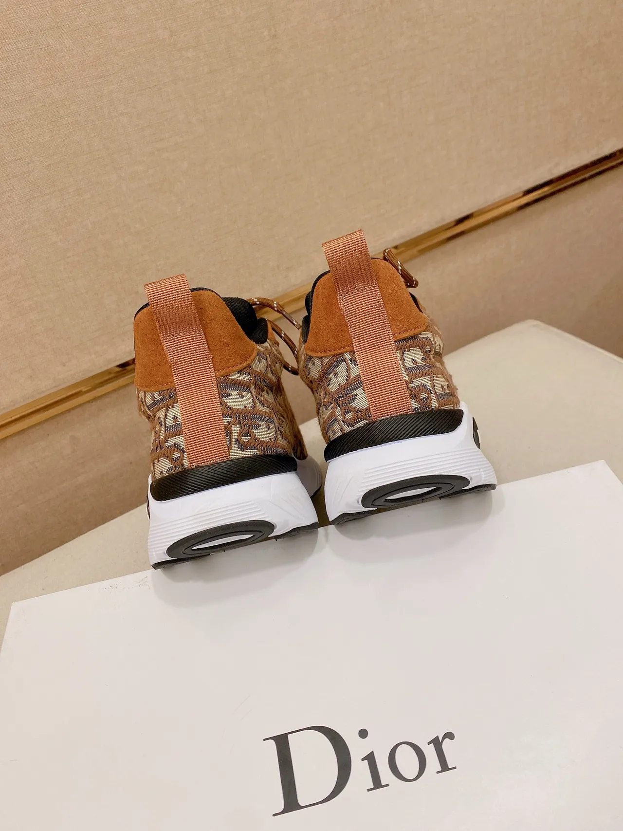 Dior Brown Beige Monogram Knit Upper Tan Suede Accents Lifestyle Sneakers 3