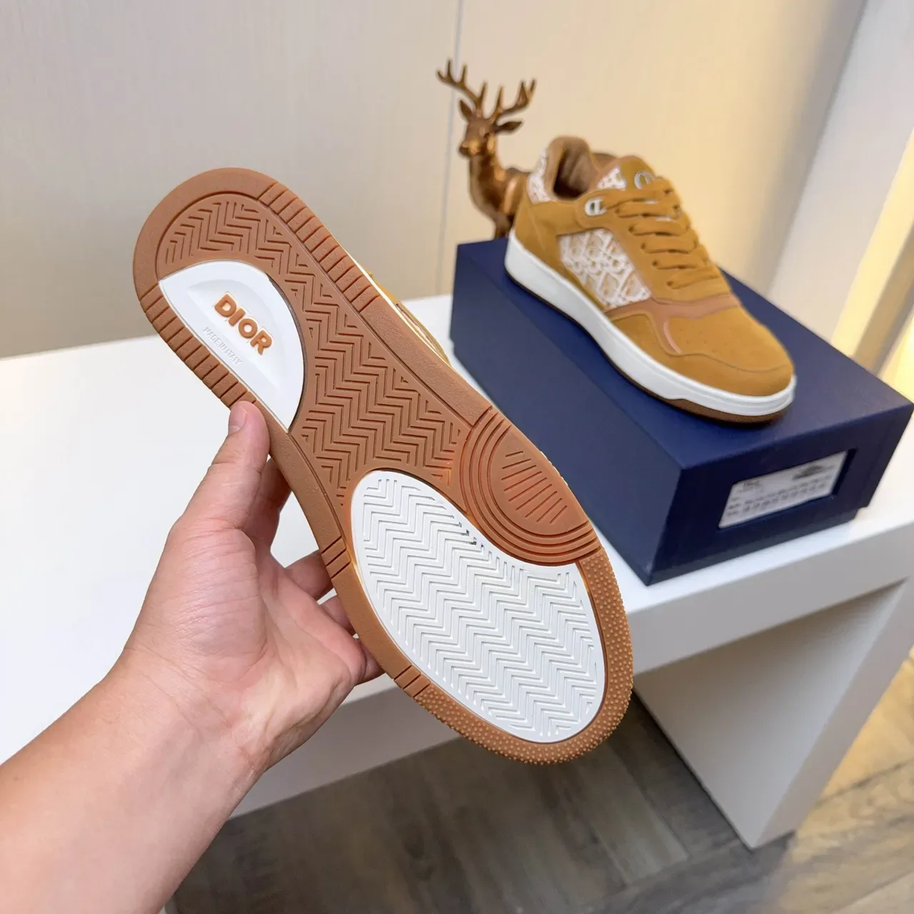 Dior Brown Beige Suede Upper Oblique Monogram Panel Lifestyle Sneakers 2