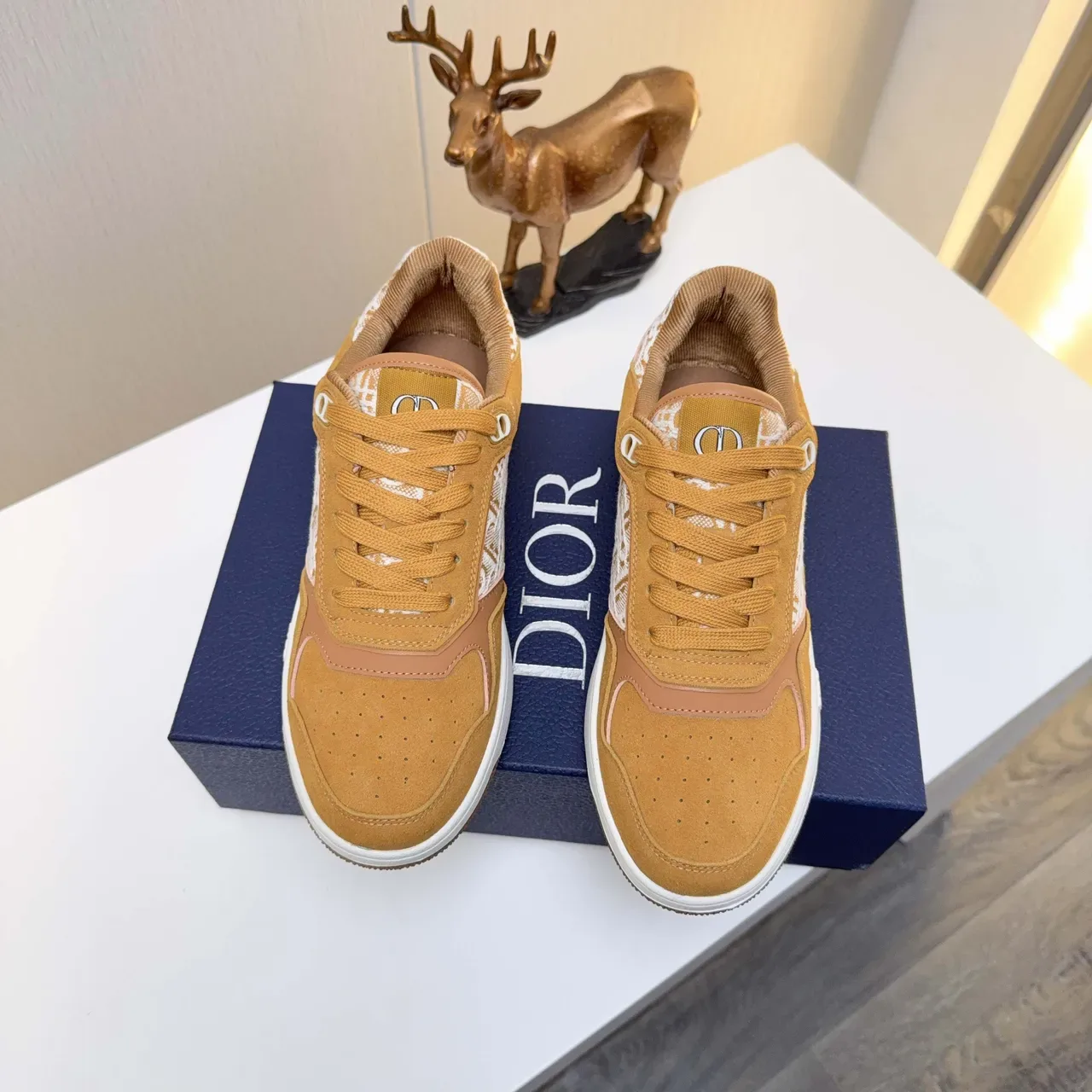 Dior Brown Beige Suede Upper Oblique Monogram Panel Lifestyle Sneakers 3