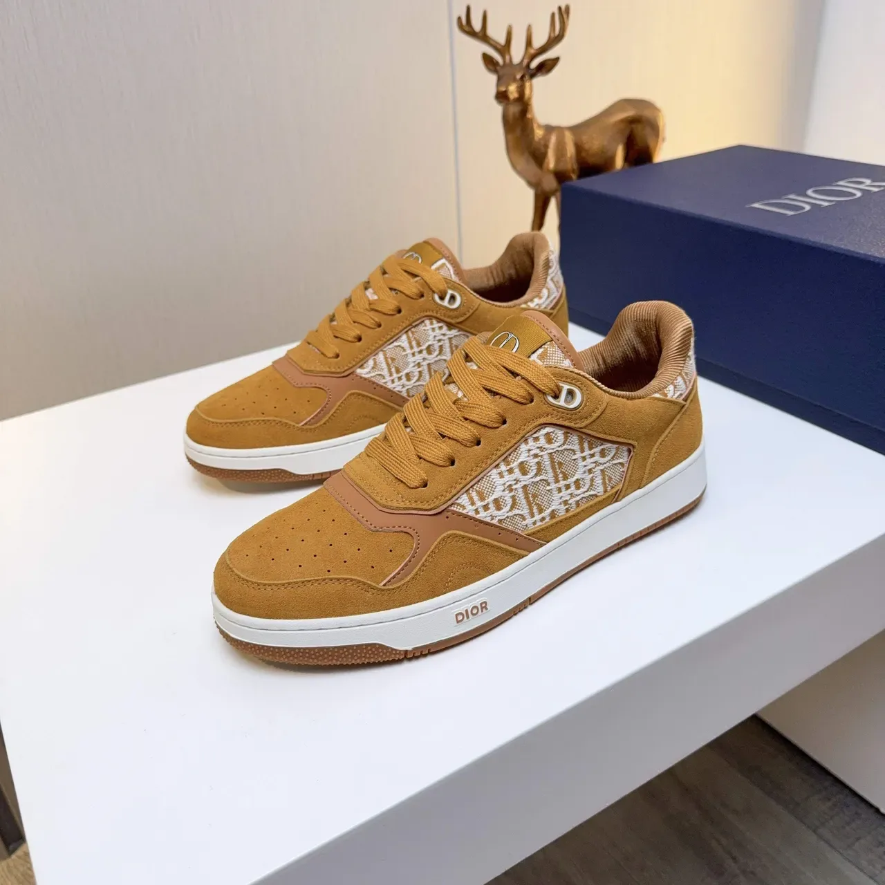Dior Brown Beige Suede Upper Oblique Monogram Panel Lifestyle Sneakers 5