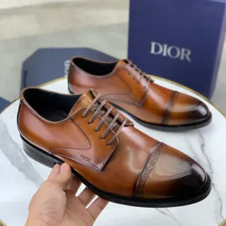 Dior Brown Black Cap-Toe Brogue-Detail Oxford Shoes